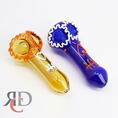 GLASS PIPE 2 BOWL COLORED TUBE FANCY GP5070 1CT
